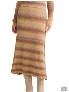 Talisman Ombre Knit Maxi Skirt in Beige and Brown
